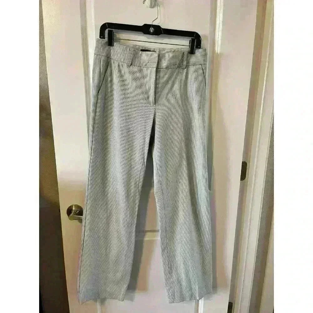 Talbots Pinstriped Newport Pant Trouser White Gray Size 6 NWOT